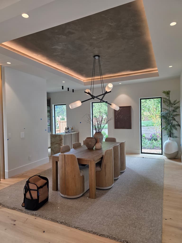 Dining Room Tray Ceiling Cove Lighting & Designer Chandelier