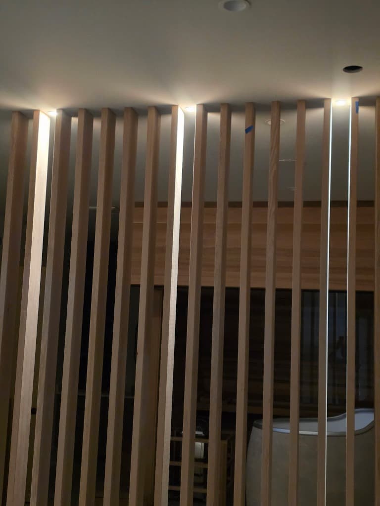 Timber Slat Feature Wall & Linear Grazing Lights